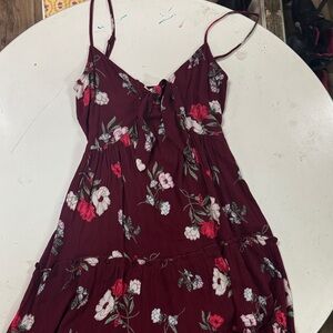 Band of Gypsies Floral Burgundy Spaghetti Strap Dress
